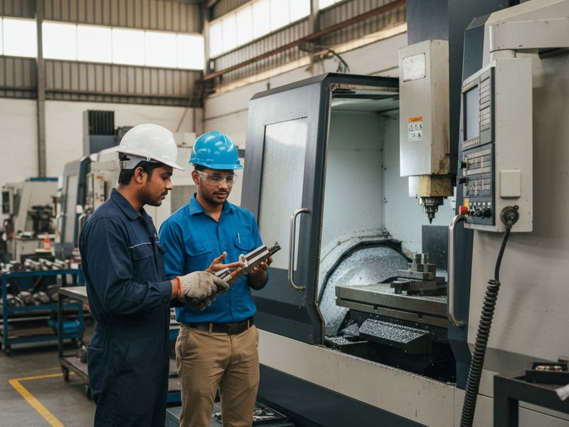 Engineers and machinists at work in an engineering plant