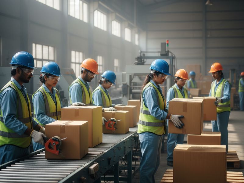 Packing line in a packaging unit