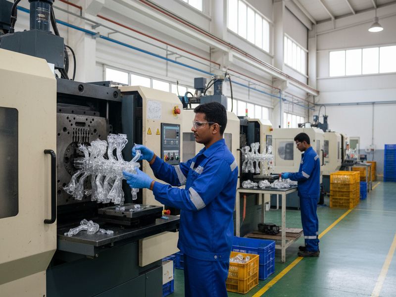 Moulding machines on a plastics shop floor
